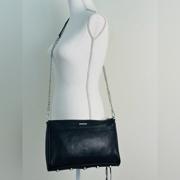 Rebecca Minkoff Black Leather Crossbody Bag Medium Size With Silver Hardware - Picture 3 of 14